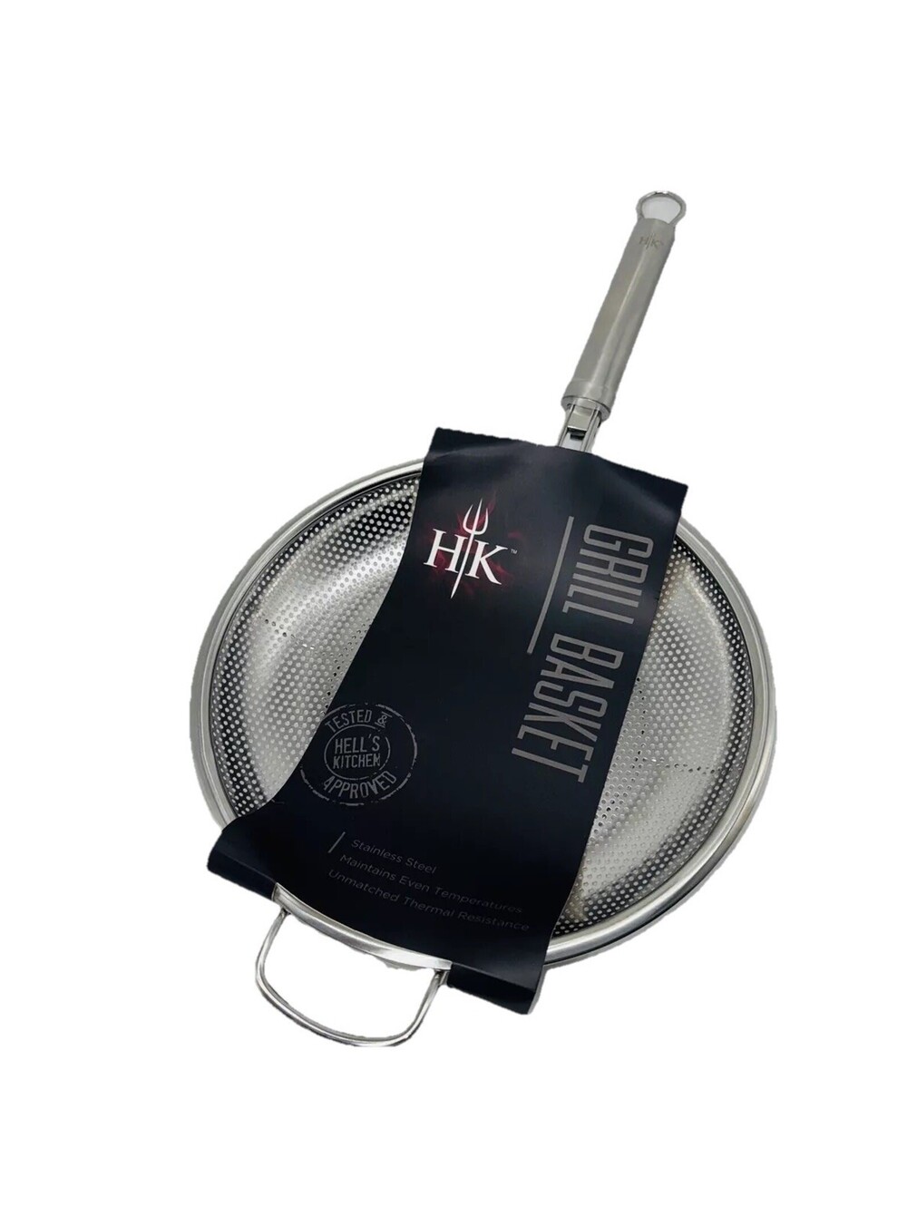 NEW Hell's Kitchen Stainless Steel 12" Grill Basket Pan Chef Gordon Ramsey BBQ